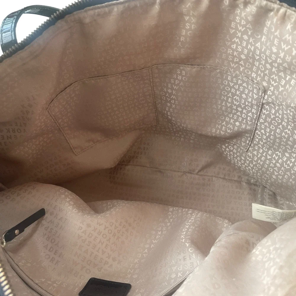 KATE SPADE New York Yaletown Sophie Black Patent Ace of Spades Zip-Top Tote Bag